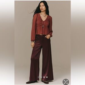 NWT The Adi Silky Mid-Rise Flare Pants by Pilcro